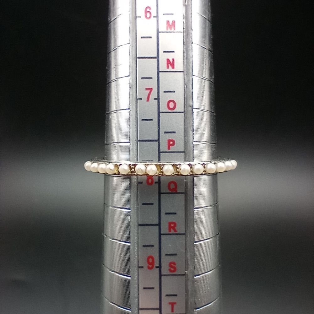 Pearl encrusted mermaid band ring size 8 R219